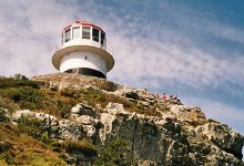 A light house, showing a very inaccessible home!