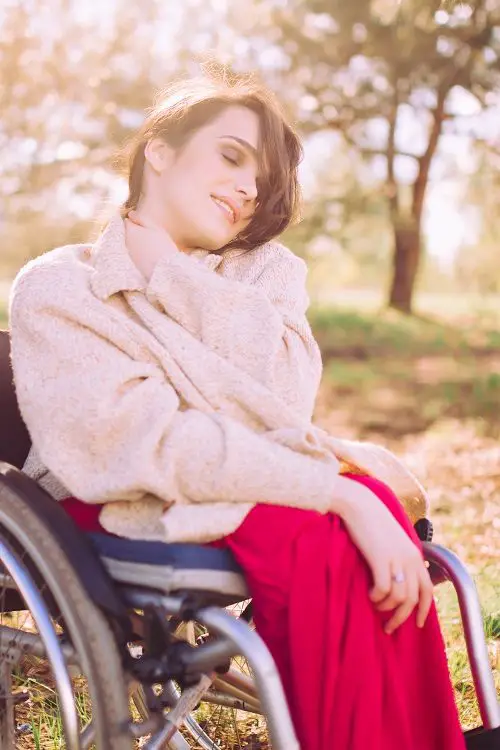 Disabled model Alexandra Kutas in wheelchair