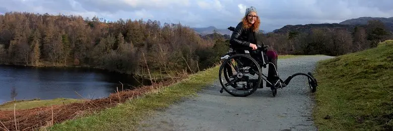 Carrie-Ann in travel wheelchair