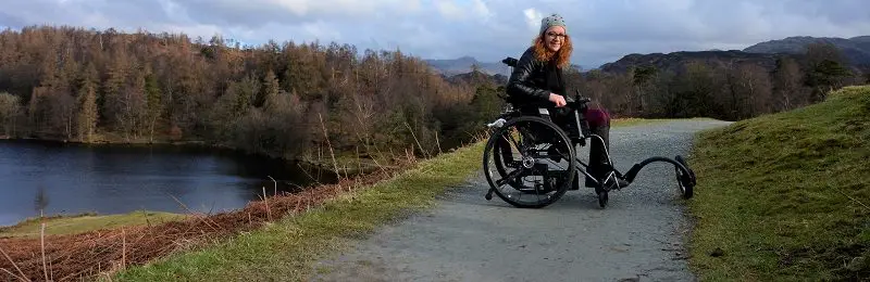 Carrie-Ann in travel wheelchair