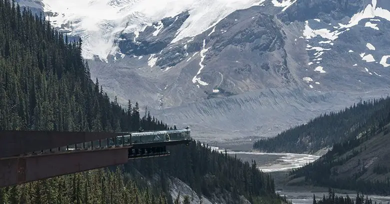 Accessible Glacier Skywalk with mountains behind
