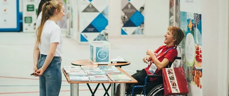 disabled woman volunteering