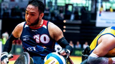 Paralympian Ayaz Bhuta playing wheelchair rugby