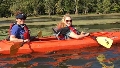 Wheelchair user Shannon kayaking