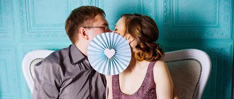Two people kissing