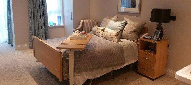 Adjustable bed in a cosy setting