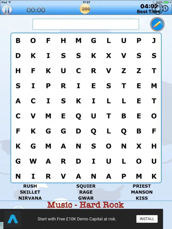 Accessible app - Larry King's Wordsearch
