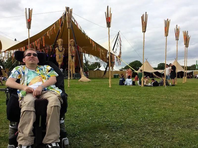 Alex Squire at Lost Village festival in relaxation area