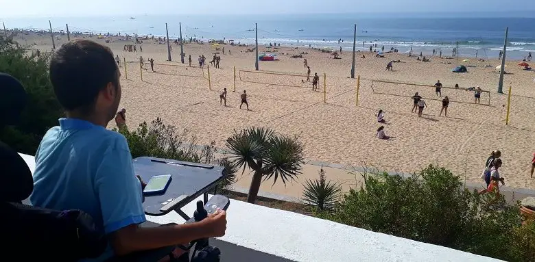 Martyn looking over a beach in Portugal