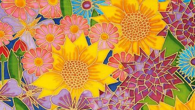 Disabled artist Tom Yendell's painting of colourful flowers