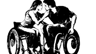 Drawing of man and woman in wheelchairs