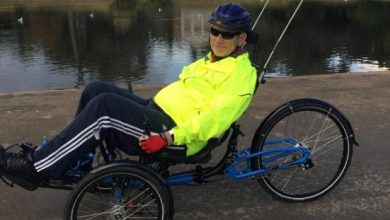 Nick Cole on his adapted sit bike