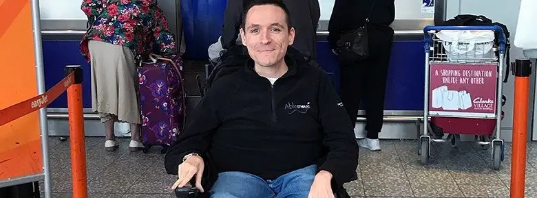 Disabled entrepreneur Josh in easyTravelseat