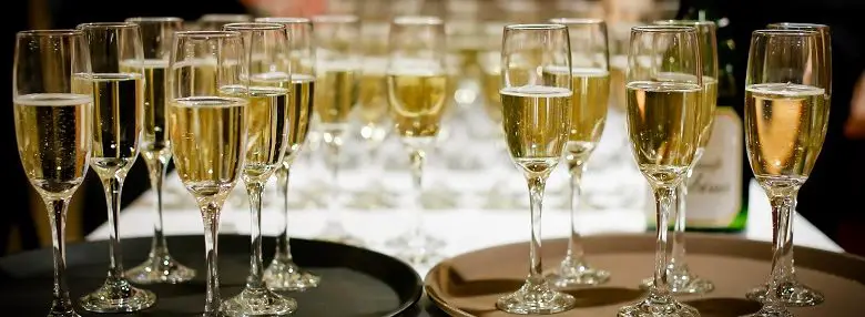 Drinks on trays at an event