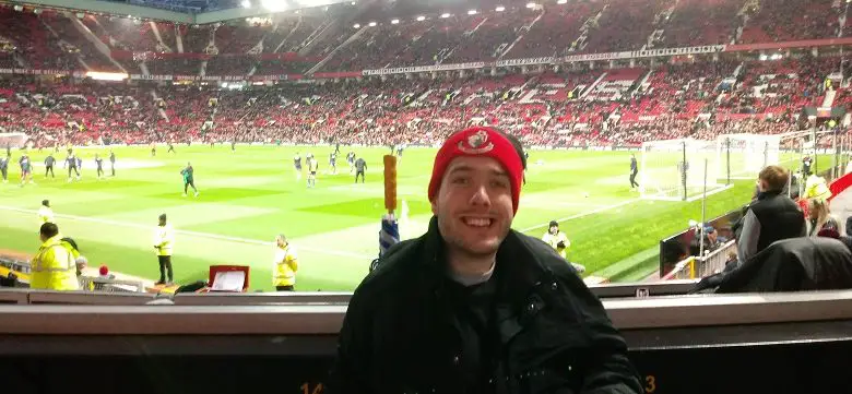 Wheelchair user Nick Bishop at Old Trafford on the away wheelchair platform