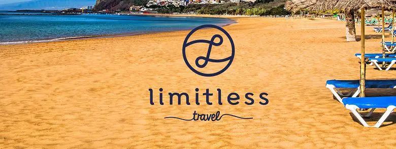 Limitless Travel banner of beach and and loungers