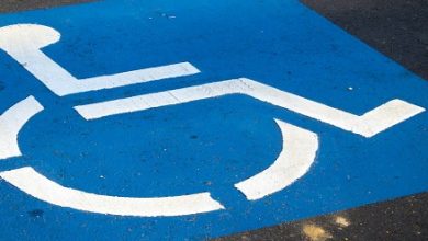 Disabled parking space with wheelchair symbol