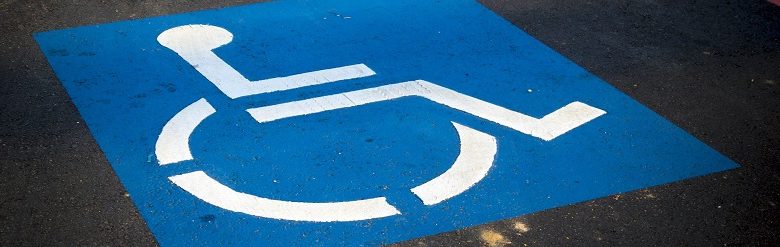 Disabled parking space with wheelchair symbol