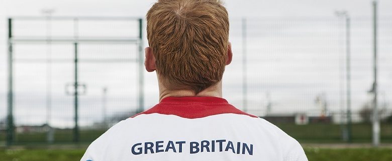 Paralympian Stephen Miller from behind with Team GB t-shirt on