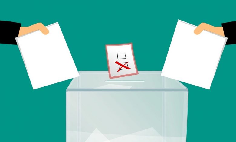 Graphic of two voting papers being put in ballot box