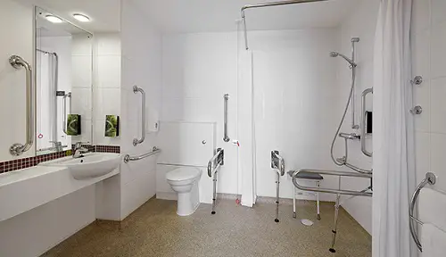 Accessible wet room at Premier Inn hotel London