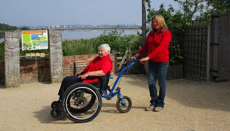 Two women using MT Push designed for both rider and pusher