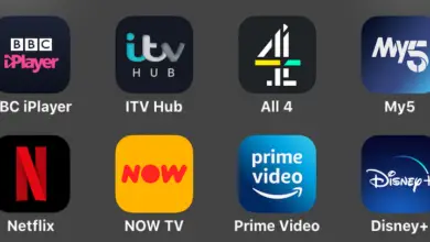 Streaming service apps - Itv hub, Channel 4, Now TV, Prime Video, Netflix, Disney Plus and My 5 - on a grey background