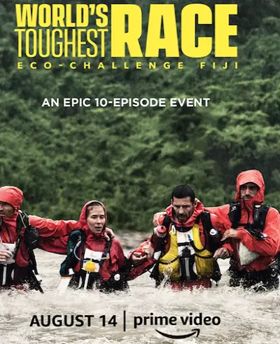 World’s Toughest Race poster with for people in the water in life jackets