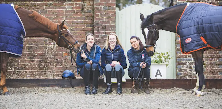 Sophie Christian with two horses