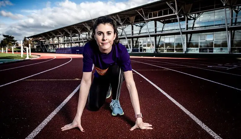 Paralympian Livvy Breen on the start line at a race track