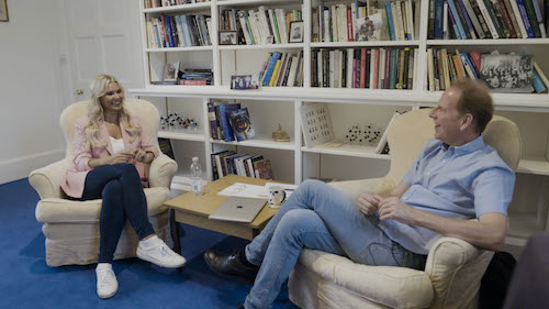 Christine McGuinness talking to Professor Simon Baron-Cohen