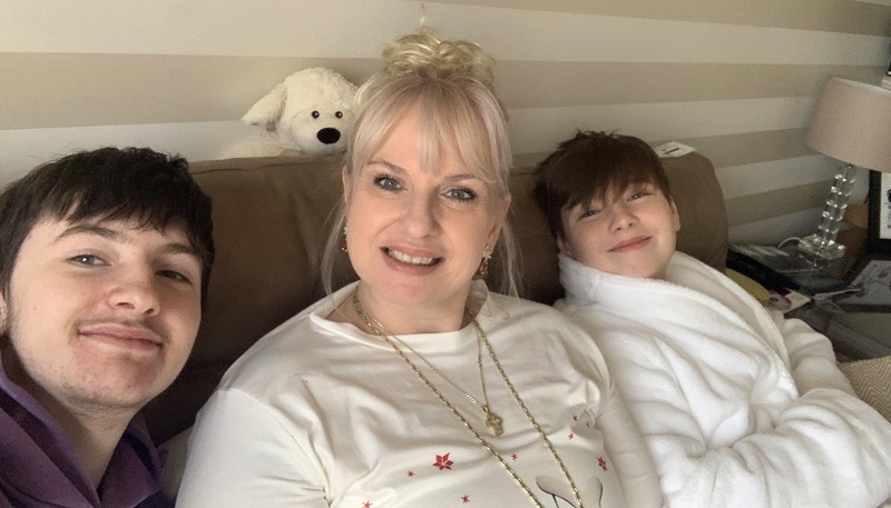 Emma Shepherd sat with her two boys on Christmas Day