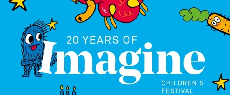 Southbank Centre Imagine Children's Festival logo showing a red and blue monster over the words on a pale blue background