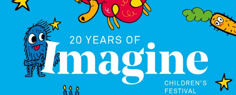 Southbank Centre Imagine Children's Festival logo showing a red and blue monster over the words on a pale blue background
