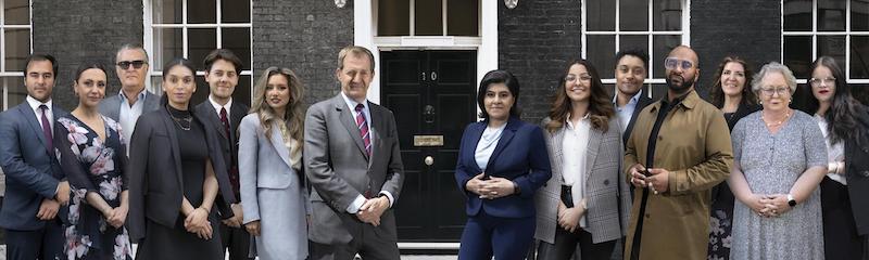 Make Me Prime Minister cadidates with Alastair Campbell and Baroness Sayeeda Warsi outside 10 Downing Street