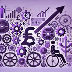 symbolic Purple Pound illustration, focusing on diversity, productivity, and economic success