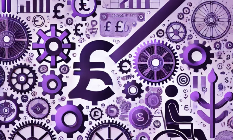 symbolic Purple Pound illustration, focusing on diversity, productivity, and economic success