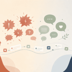 Abstract illustration of two figures either side of a social media feed, representing polarised SEND debate online