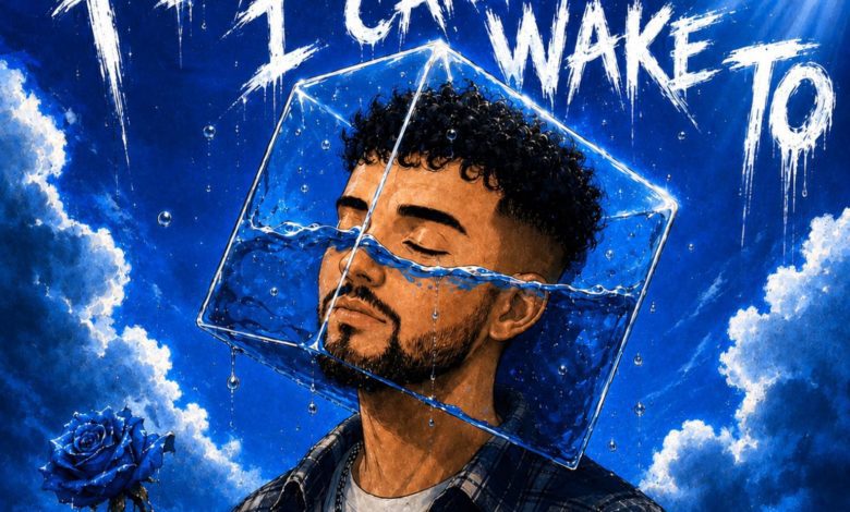 Illustrated cover of Johkes with his head inside a water-filled glass cube under the words “PEACE I CAN’T WAKE TO.”